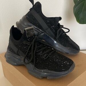 Black Steve Madden black rhinestone tennis shoes